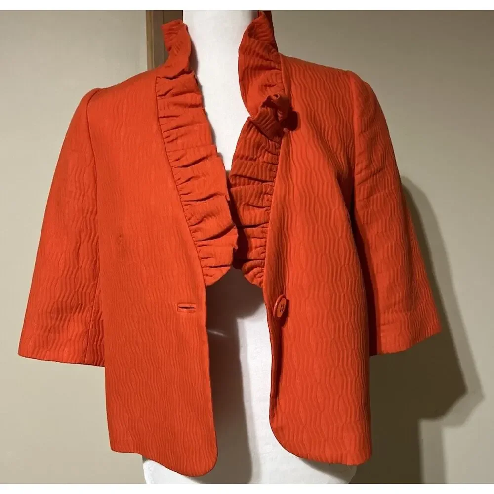 Milly of New York Women's Size 6 Orange Jacket Blazer - Picture 6 of 10